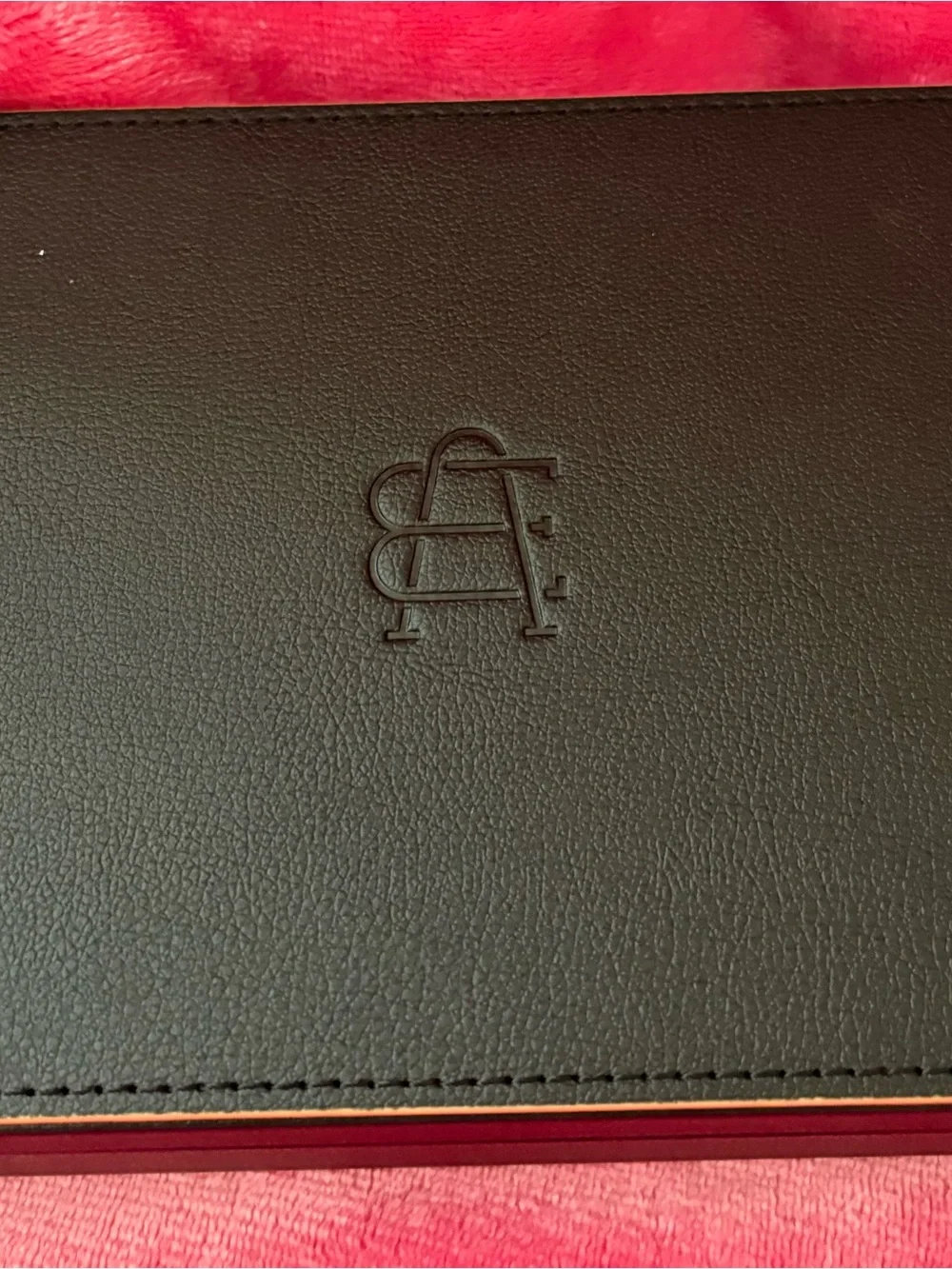 Men's Black Faux Leather box with Embossed Monogram